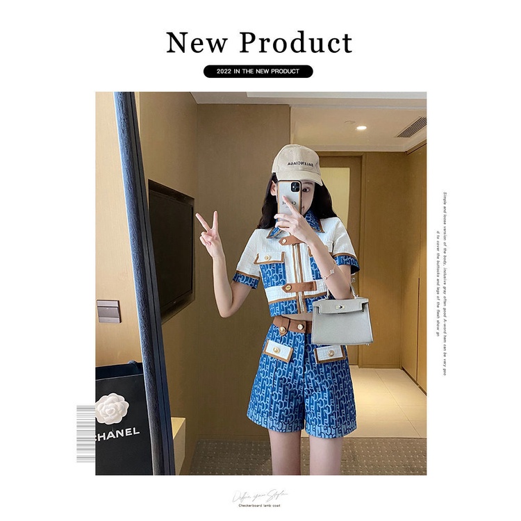 Set Áo Thun Ngắn Tay + Quần Short Denim Thời Trang Mùa Hè