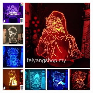 My hero Academy Đèn Ngủ led 3d shigaraki tomura todoroki shoto + Điều Khiển Từ Xa 16 Màu Để Bàn Trang Trí Phòng Ngủ