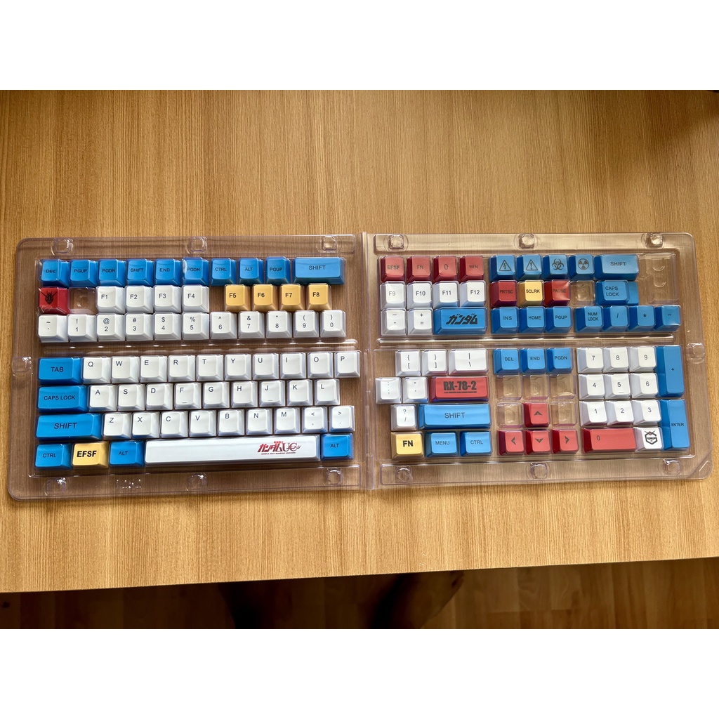 Bộ Keycap chất liệu PBT Gundam, Sakura Dye-sub mix màu nút bàn phím cơ phù hợp nhiều bàn phím layout phổ thông