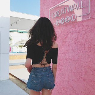 Áo trễ vai dây đan lưng Thái Lan siêu đẹp