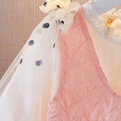 Váy thu đông nhí bé gái tay ren bồng xinh xắn size 0-3 tuổi VT45