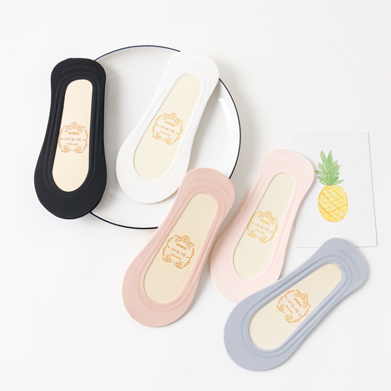 Vớ lười lụa nữ tất hài búp bê dưới mắt cá cotton thời trang đẹp có silicon chống tuột gót chân MONEY VL006