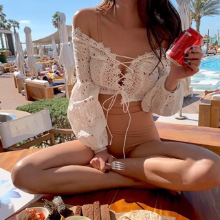 Bikini cam đất thun gân kèm khoác