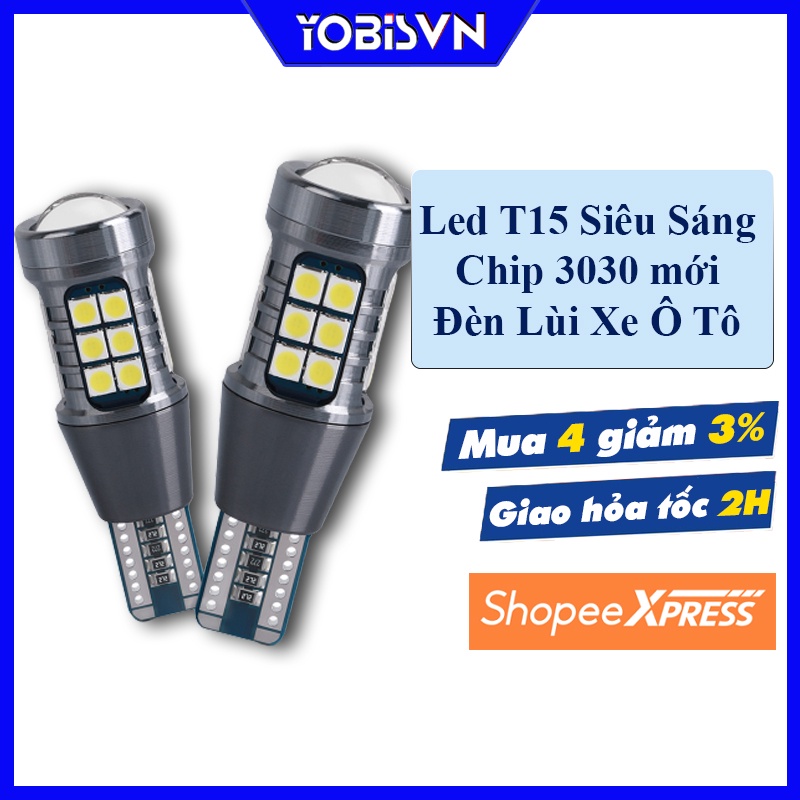 Bóng Đèn LED T15 - W16W Cho Xe Hơi Chip Led 3030 - 27SMD Có Canbus - Màu Trắng