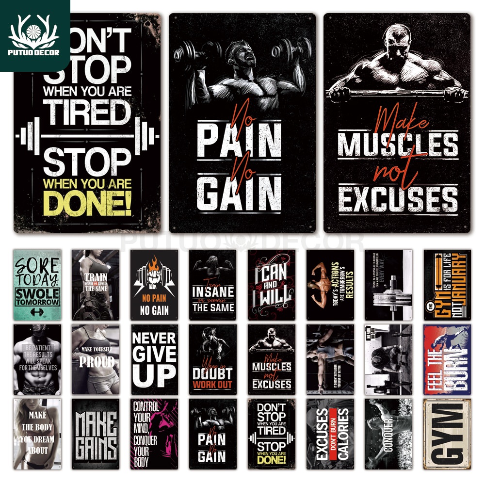 Poster Bằng Thiếc In Họa Tiết Putuo Gym Chuyên Dụng Cho Phòng Gym