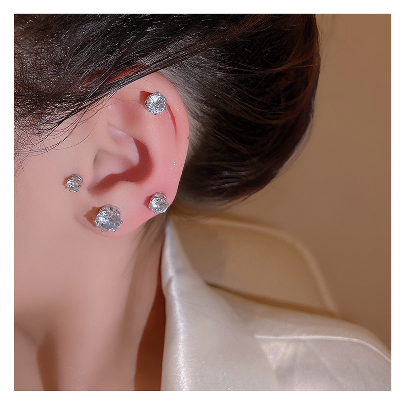 Khuyên Tai Nam Châm Đính Đá zircon Lấp Lánh 6 / 7 / 8mm Thời Trang Cho Nam Nữ