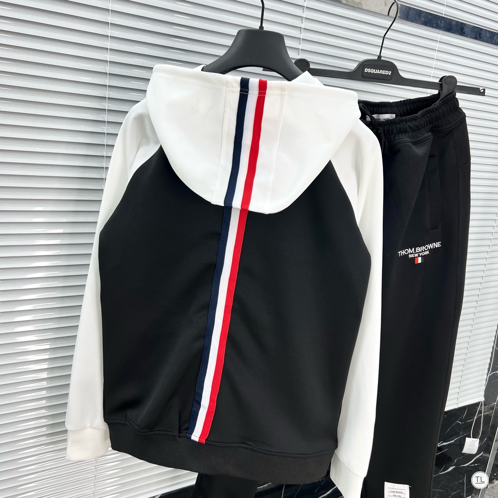 Đồ Bộ Nam Thu Đông THOMBROWNE Phong Cách Thể Thao 3 Màu Trắng Đen Xám