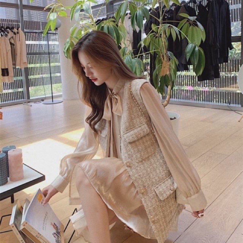 Váy babydoll lụa xếp tầng thắt nơ / mina’s house | BigBuy360 - bigbuy360.vn