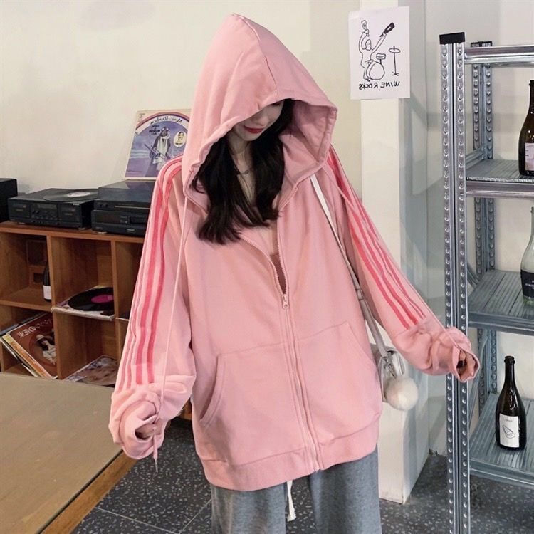 【Yuki】Áo khoác màu hồng siêu xinhhh sọc kẻ tay phong cách Hàn QUốc | BigBuy360 - bigbuy360.vn