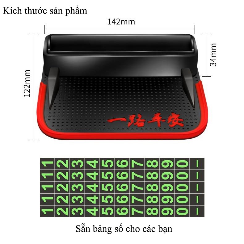 Giá Đỡ Điện Thoại Đa Năng 3 trong 1 Thông Minh Trên Xe Ô Tô, Đế Chống Trơn Trượt - Có Bảng SĐT Tiện Lợi - CAR16