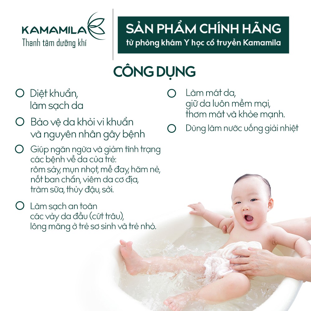 Nước tắm thảo dược cho trẻ sơ sinh và trẻ nhỏ - Hỗ trợ giảm rôm xảy, viêm da cơ địa, mề đay, mụn nhọt - TÚI 5 GÓI
