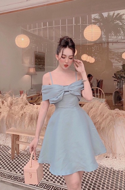 Đầm xoè dự tiệc ngắn trễ vai nơ ngực TRIPBLE T DRESS - size M/L - MS180V