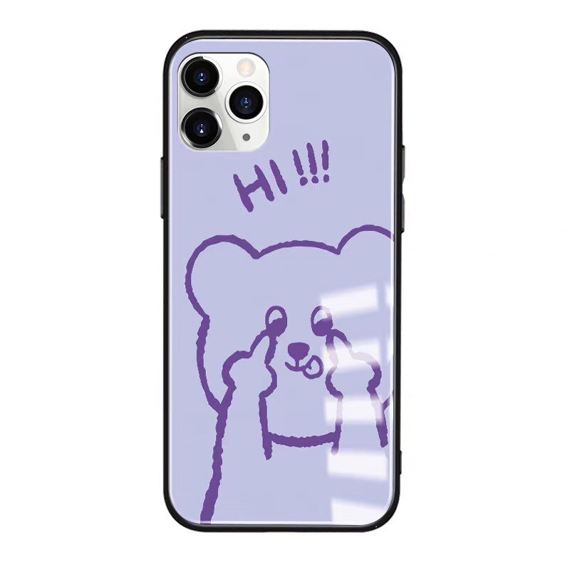 Ốp lưng iphone kính cặp đôi gấu Funny case 14plus 14 pro max 13 12 promax 11 mini 6 6s 7 8 plus x xr xs Se