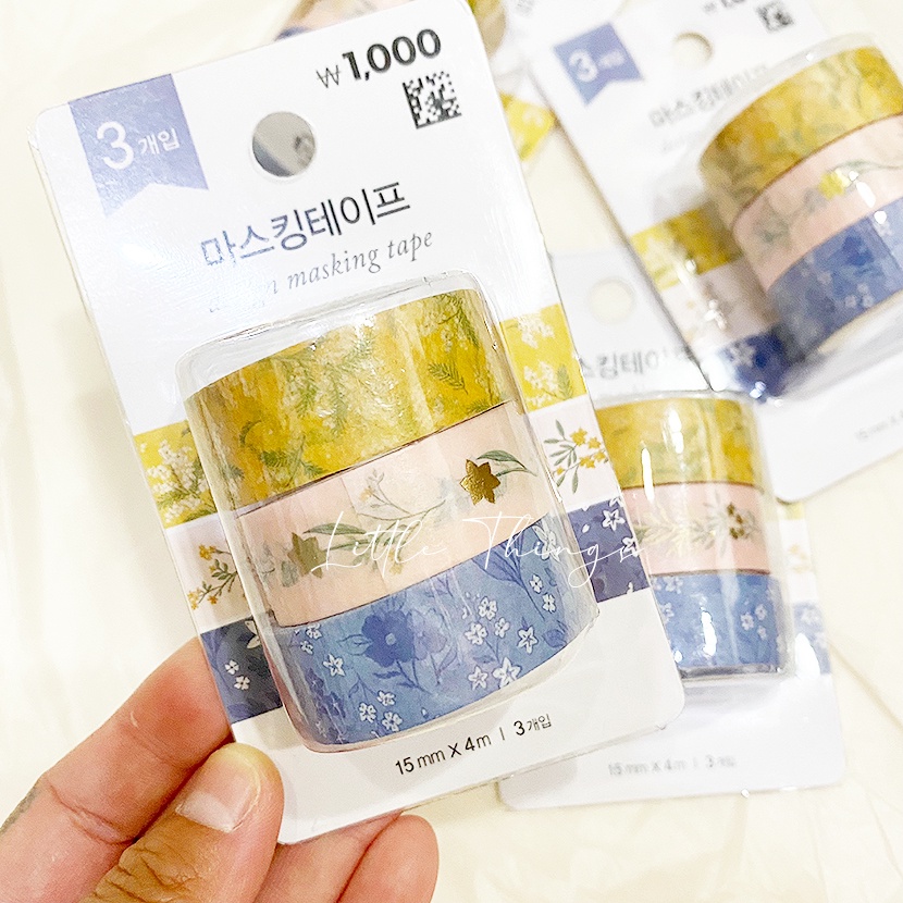 Băng dính set 3 cuộc hình hoa Daiso Hàn Quốc