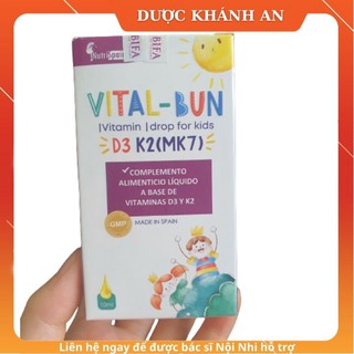 VitalBun D3K2(MK7) 𝐂𝐡í𝐧𝐡 𝐇ã𝐧𝐠 Hỗ trợ hấp thu canxi bé ngủ ngon giảm mồ hôi trộm phát triển chiều cao Dược Khánh An D35