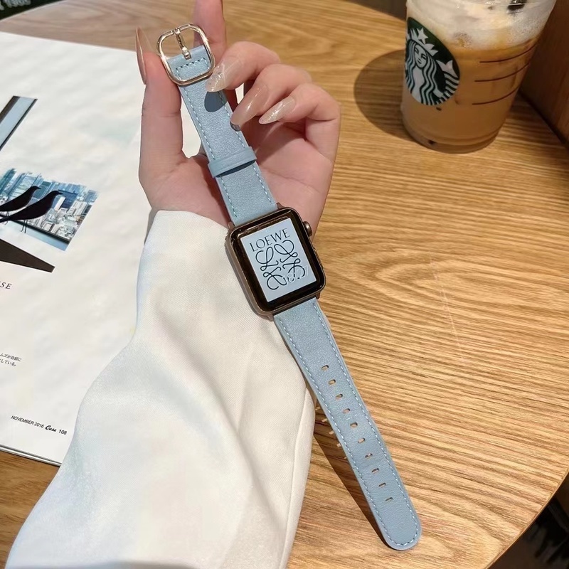 Dây Đeo Bằng Da Thật 44mm 45mm 41mm 40mm 42mm 38mm Cho iWatch series 7 6 5 4 3 2 1