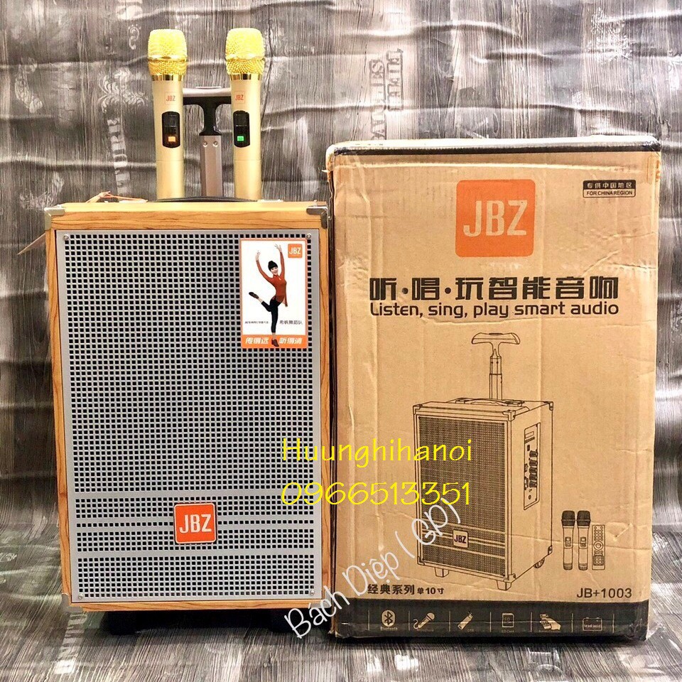 Loa hát karaoke hay giá rẻ, loa di đông JBZ 1003 công suất lớn, kèm 2 micro UHF không dây.