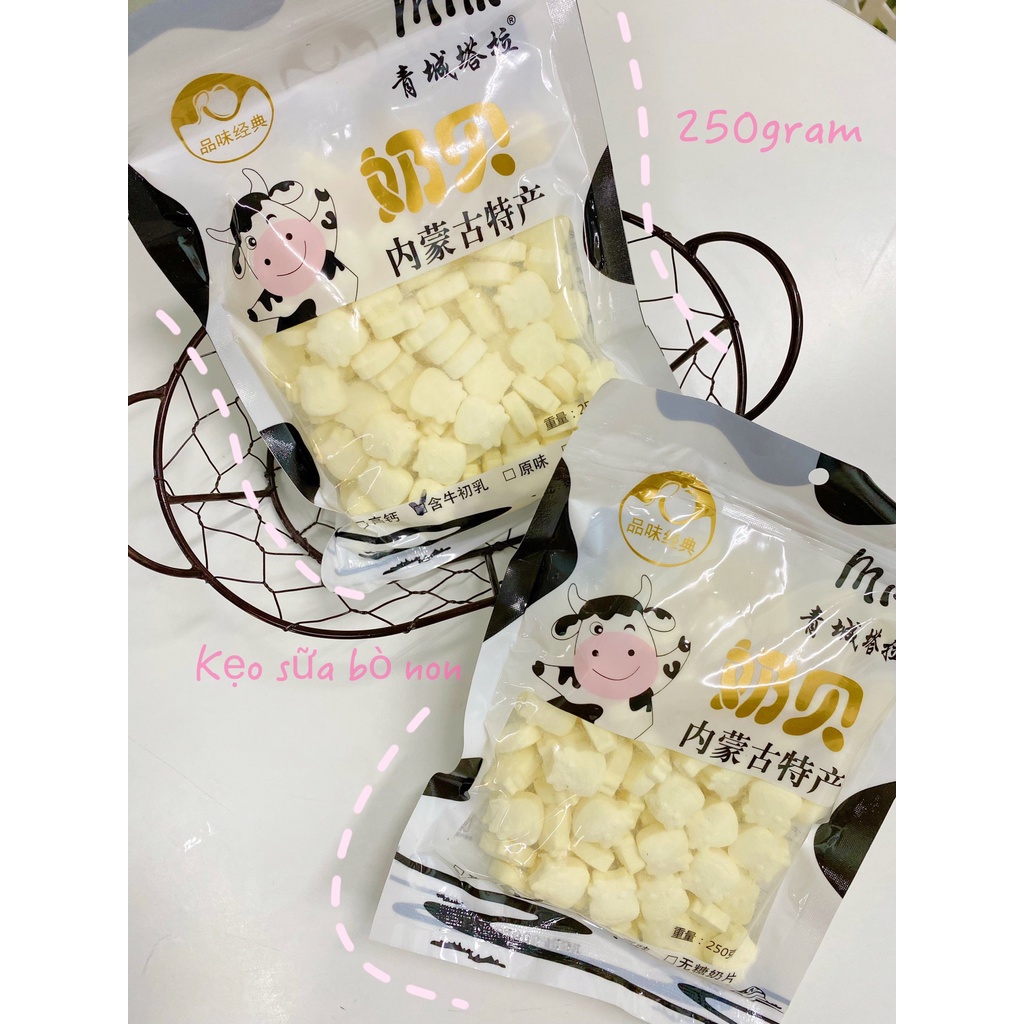 Kẹo sữa bò non ⚡ SIÊU NGON ⚡ Kẹo sữa bò non nén viên Mông Cổ 250gr thơm, ngậy béo vị sữa, tan trong miệng