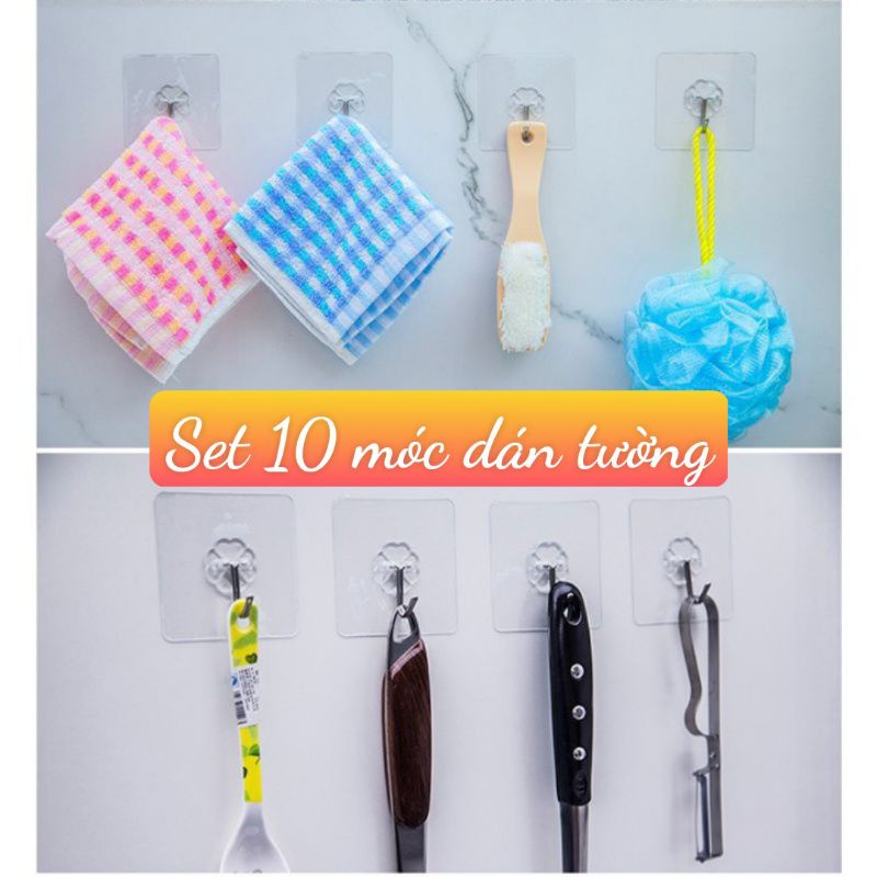 combo 10 móc dán treo tường siêu dính chịu lực tốt