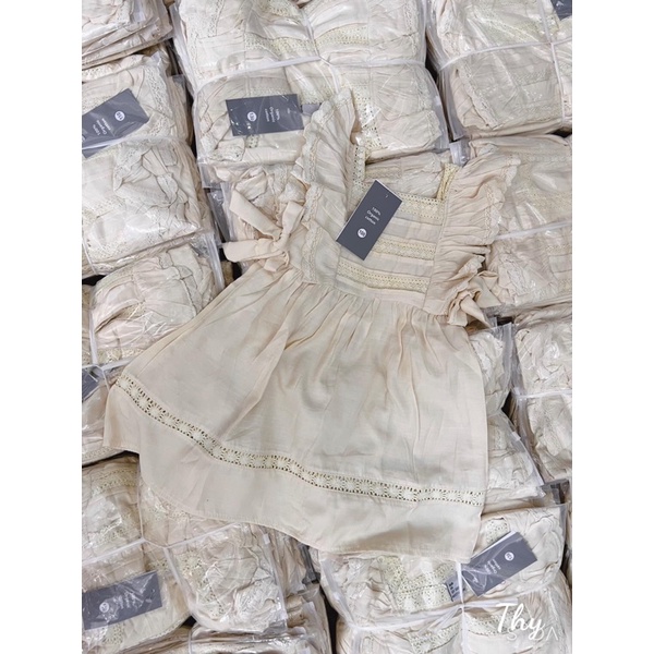 Váy Za.ra Linen bé gái nơ cánh tiên