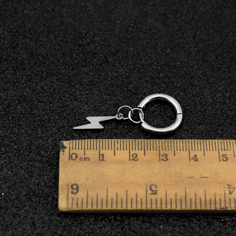 Khuyên Tai Bông Tai Nam Nữ Tròn Charm Sấm Sét Thép Titan Không Gỉ H05