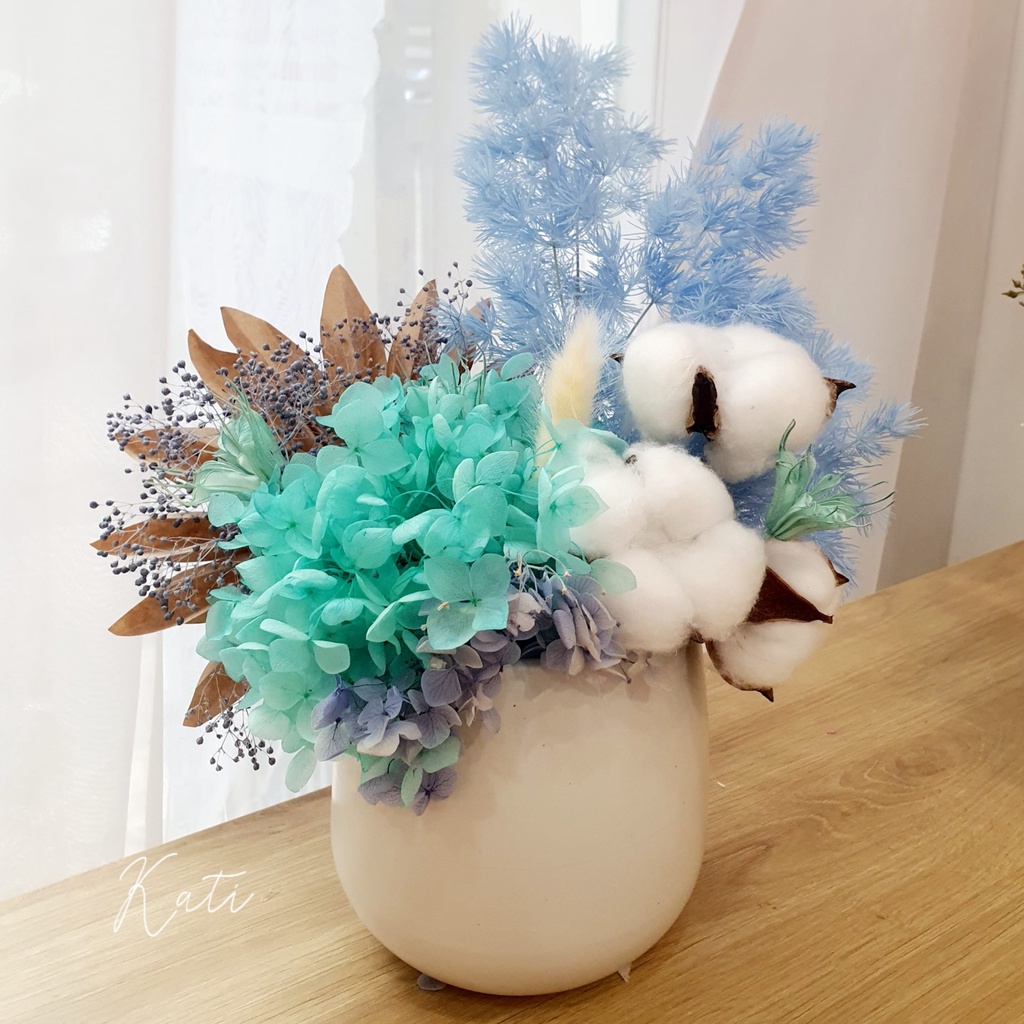Hoa khô trang trí kèm lọ gốm Bát Tràng Bình hoa decor