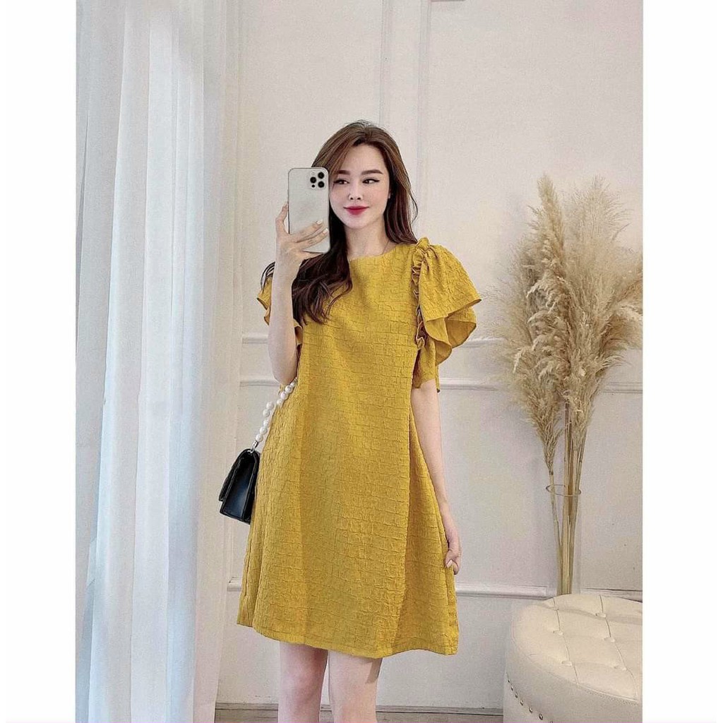 Váy bầu thời trang thiết kế M360 chất đũi hàn freesize từ 45 đến 70kg