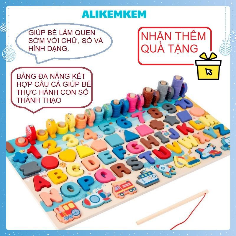Bảng Chữ Cái Và Bộ Đồ Chơi Câu Cá Bằng Gỗ Cao Cấp