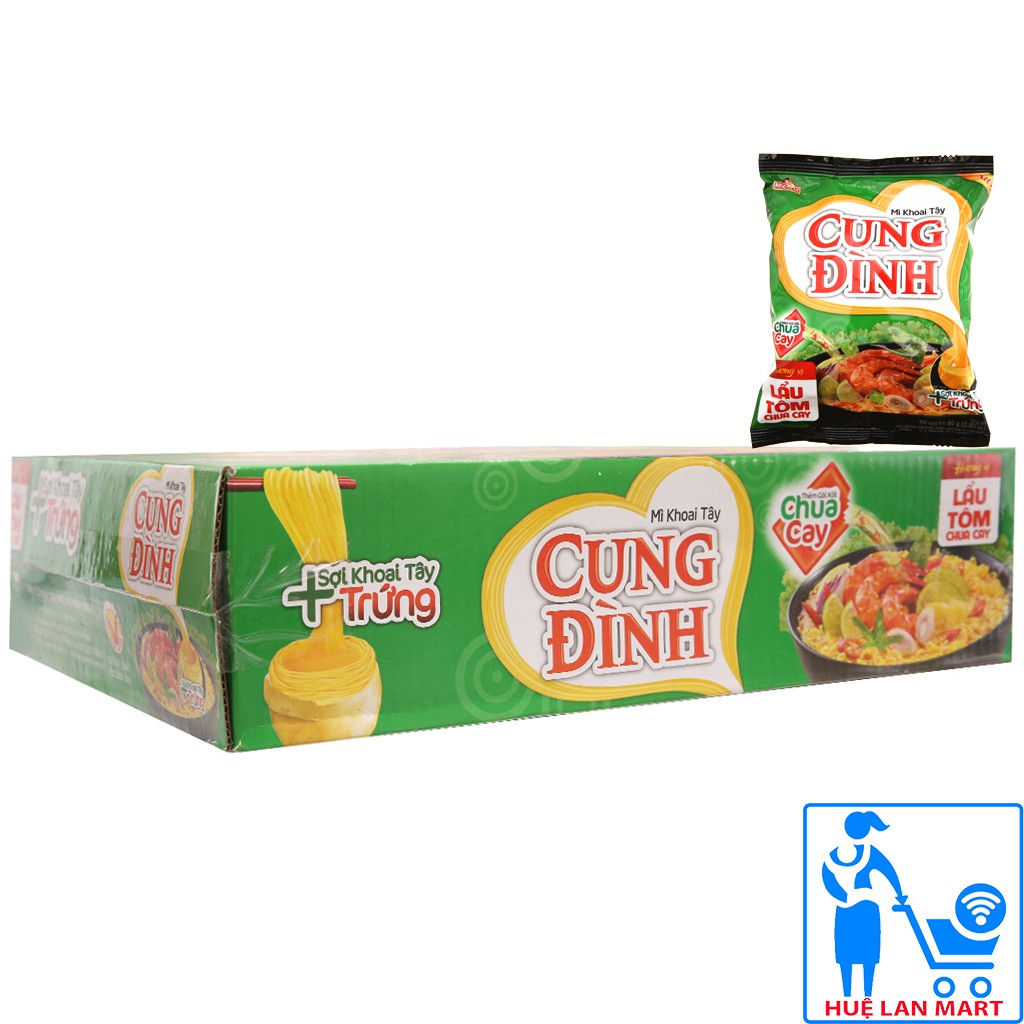 Mì Khoai Tây Cung Đình Hương Vị Lẩu Tôm Chua Cay Thùng 30 Gói x 80g/gói