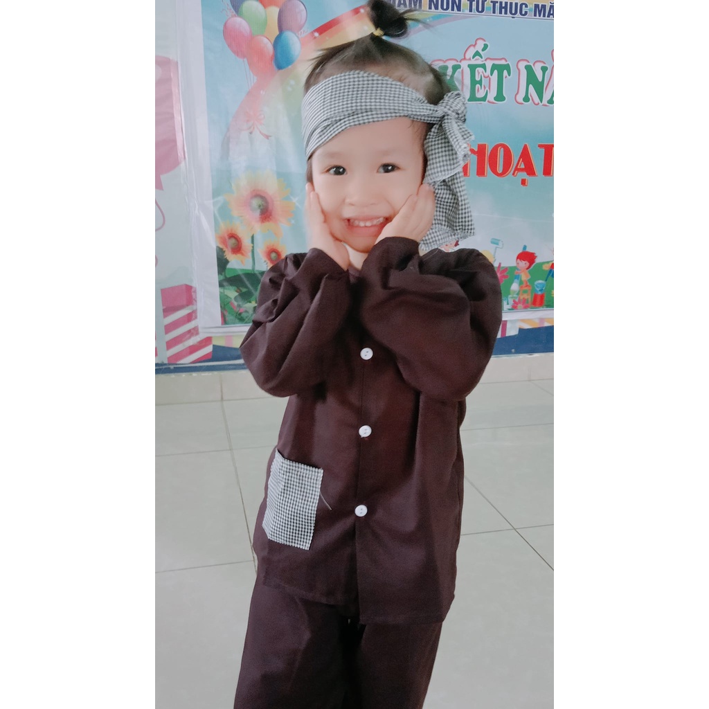 Bộ quần áo bà ba cho bé trai, bé gái có kèm khăn chất đẹp