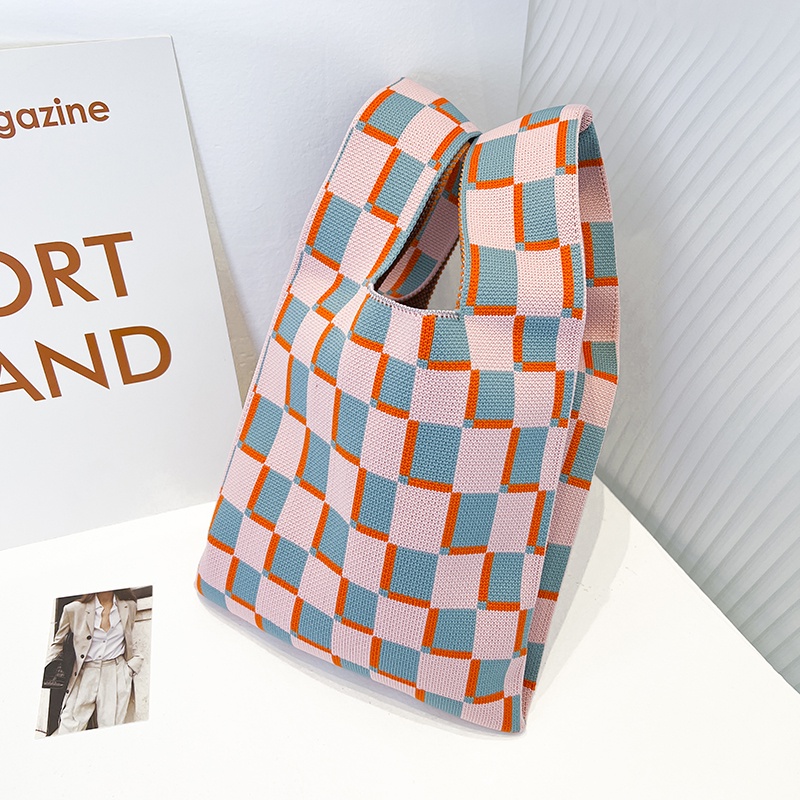 Ielgy Túi Xách Họa Tiết Kẻ Ô Tương Phản Cho Nữ