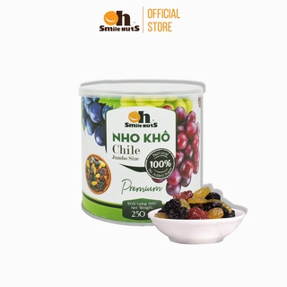 Nho khô 3 màu chile smile nuts lon giấy 250g - nho đỏ, nho vàng, nho đen