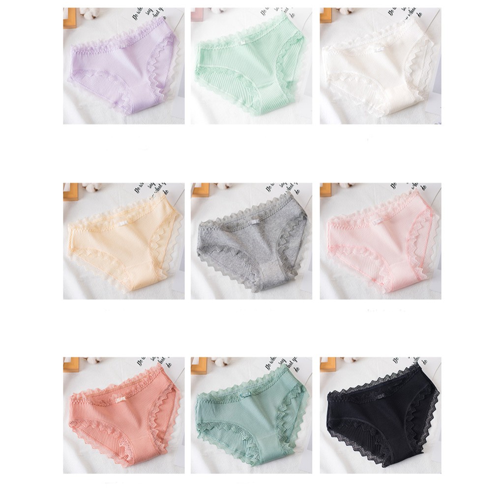 Combo 10 Quần lót nữ cotton gân tăm viền ren cực xinh - CBQL002 | BigBuy360 - bigbuy360.vn