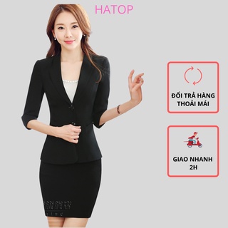 Áo vest nữ công sở tay lỡ HATOP cao cấp màu đen vải tuyết mưa loại 1 AVLD400