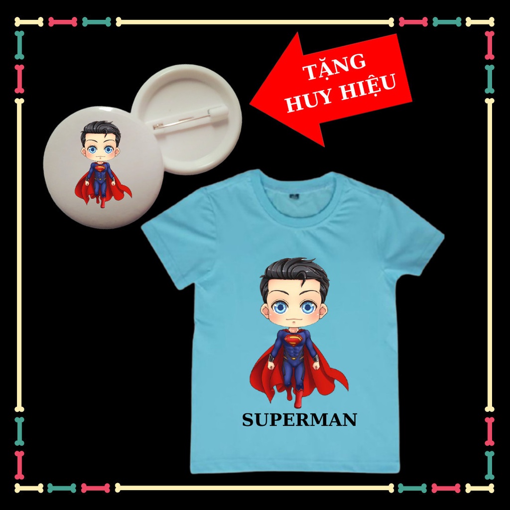 Áo thun trẻ em Siêu Nhân Superman siêu ngầu cho trẻ em-Tặng Huy Hiệu Superman