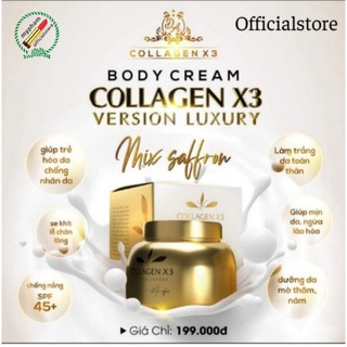Kem body collagen x3 luxury, spf 45+++ dưỡng trắng, thơm. thấm nhanh, không bết rít 250g