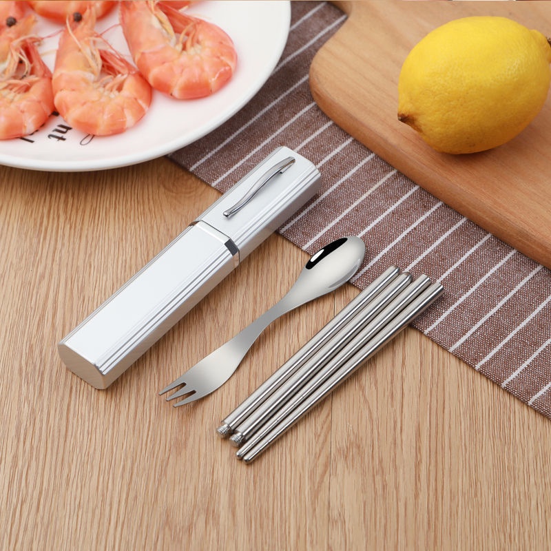 Hộp Đựng Muỗng / Nĩa / Đũa Bằng Thép Không Gỉ 304 Thiết Kế Gấp Gọn Tiện Dụng