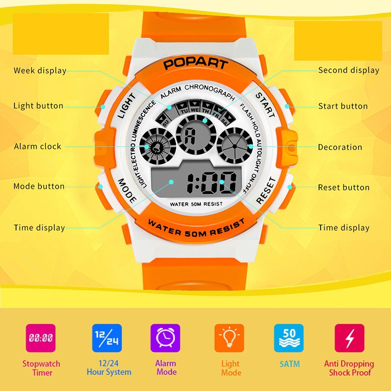 Đồng hồ trẻ em PASNEW P-3 có đèn sáng ban đêm chống nước 50m dây cao su | BigBuy360 - bigbuy360.vn