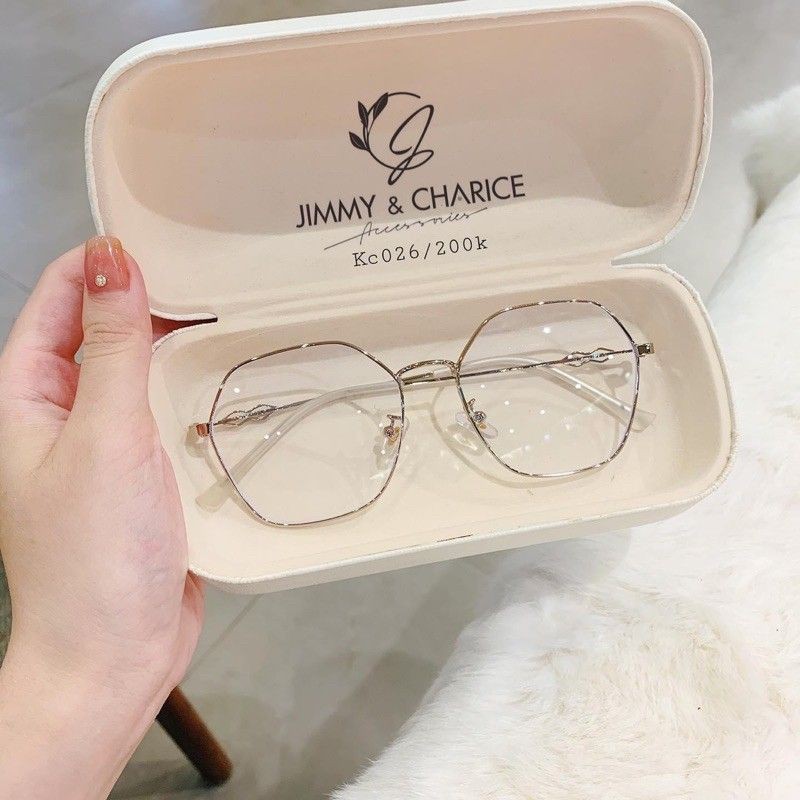 Kính Giả Cận Gọng Kim Loại hình Lục Giác