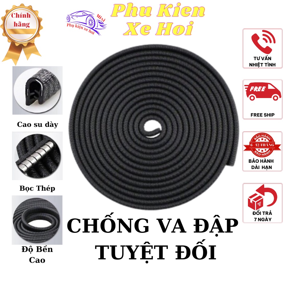 Gioăng cao su chữ u lõi thép - nẹp viền cửa xe ô tô chống va đập tuyệt đối dài 1m