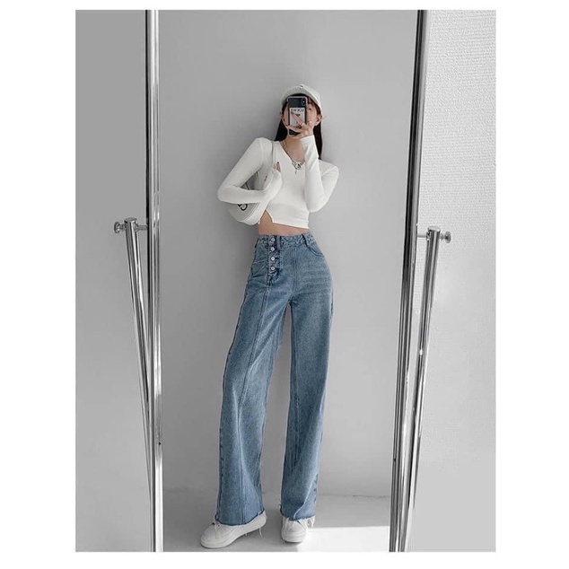QUẦN JEANS KHUY LỆCH HOT TREND