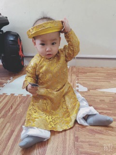 Áo dài gấm bé trai loại 1(trọn bộ set 3 món)