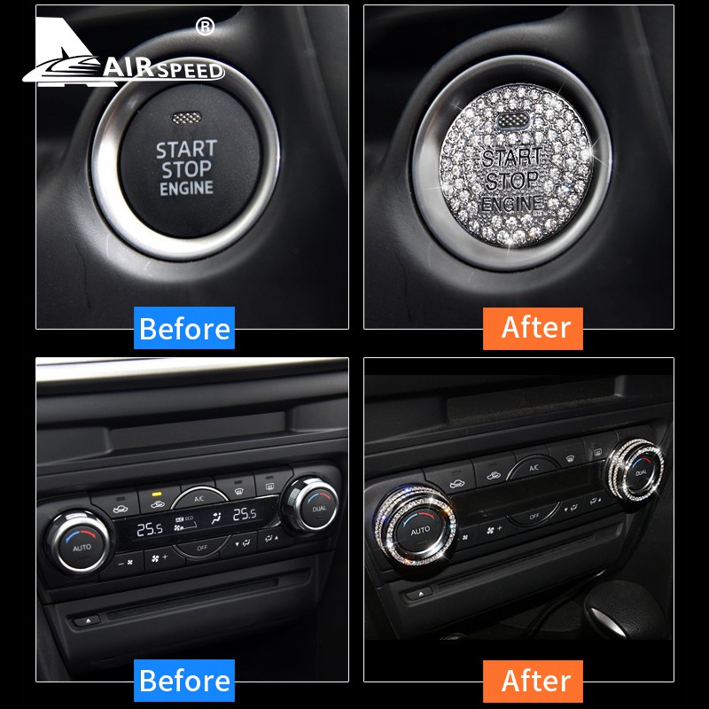 Núm bọc đính kim cương nhân tạo trang trí xe hơi Mazda Cx-4 Mazda 6 Mazda 3 Axelaa Atenza 17-18