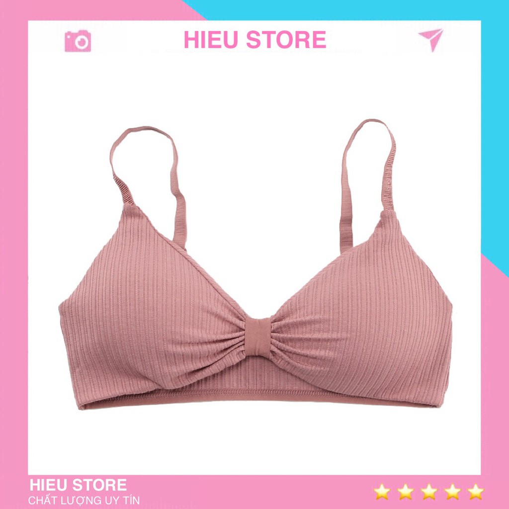 Áo Lót Nữ Hở Lưng, Áo Bra Thắt Nơ 2 Dây Chất Cotton Không Gọng Đệm Mỏng Siêu Nâng Ngực Hieu Store24h - 308