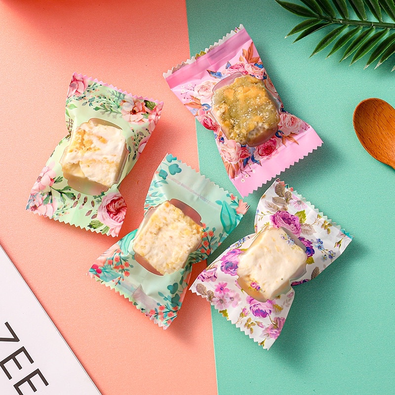 100 Túi bánh quy hoa màu sắc 7x10cm