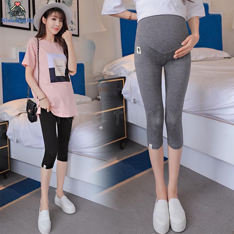 Quần Legging Lưng Thun Co Giãn Phong Cách Hàn Quốc Dành Cho Bà Bầu Size Lớn