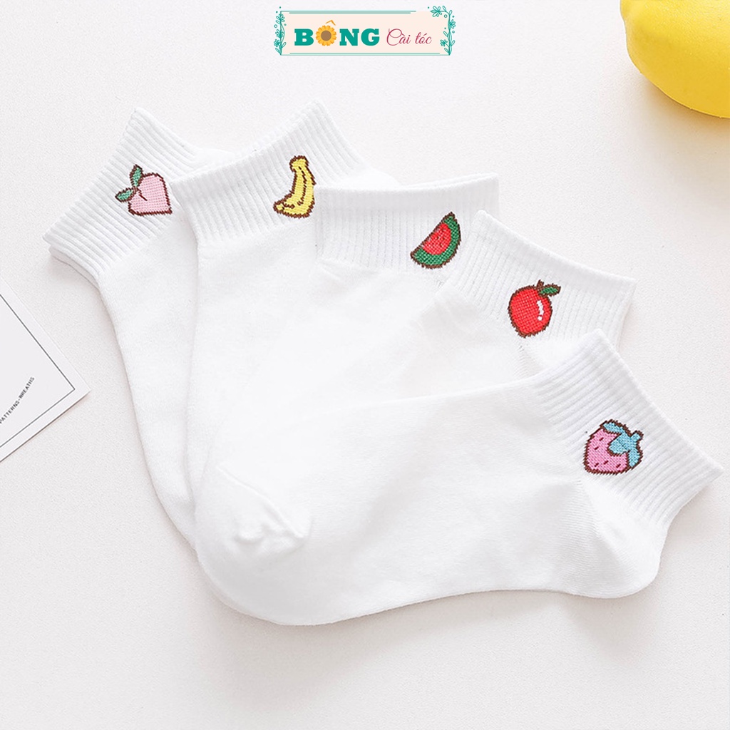 Tất nam nữ cổ ngắn họa tiết trái cây thời trang phong cách Hàn Quốc TC10 - Vớ BÔNG Cài Tóc