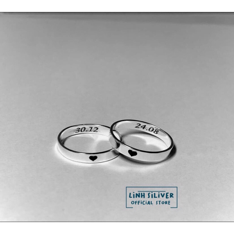 Nhẫn đôi bạc ta khắc thông tin theo yêu cầu- Giá 1 đôi size tự chọn