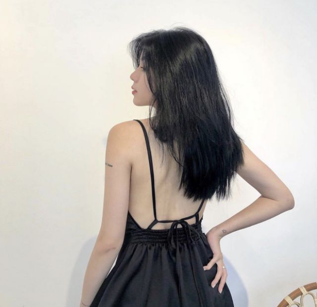 ĐẦM LỤA HAI DÂY HỞ LƯNG SIÊU XINH - ẢNH THẬT NHÉ - GOLD DRESS | BigBuy360 - bigbuy360.vn