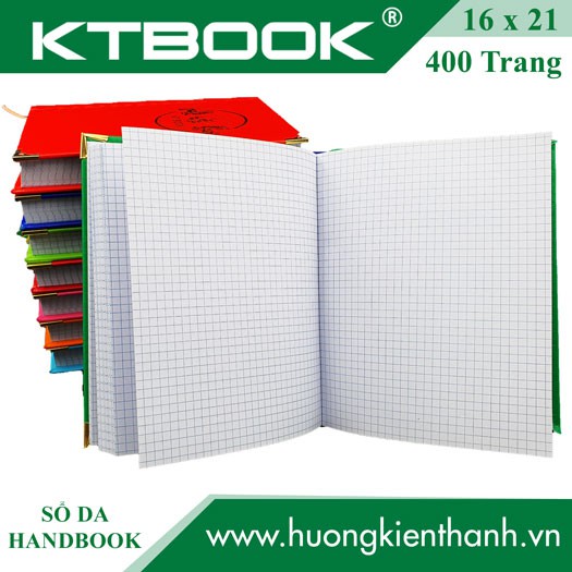 Sổ ghi chép bìa da cao cấp ktbook handbook 400 trang size A5 ruột giấy in caro có cắt góc